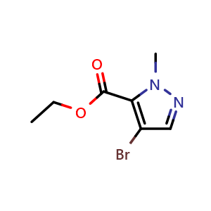 Chemical structure of ethyl 4-bromo-1-methyl-1H-pyrazole-5-carboxylate , CAS 1328640-39-6, AChemBlock Q69964