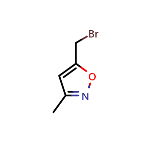 Chemical structure of 5-(bromomethyl)-3-methylisoxazole , CAS 36958-61-9, AChemBlock Q69999