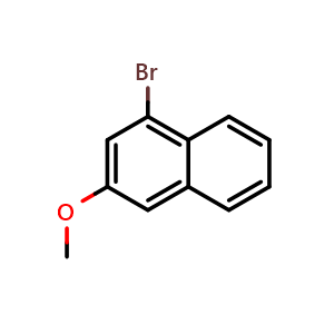 Chemical structure of 1-bromo-3-methoxynaphthalene , CAS 5111-34-2, AChemBlock Q70006