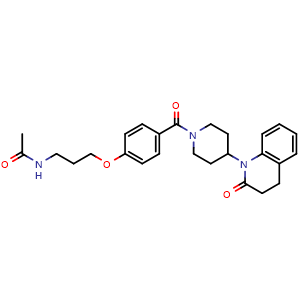 Chemical structure of N-(3-(4-(4-(2-oxo-3,4-dihydroquinolin-1(2H)-yl)piperidine-1-carbonyl)phenoxy)propyl)acetamide , CAS 131631-89-5, AChemBlock Q70018