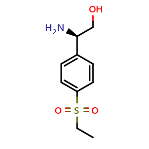 Chemical structure of (R)-2-amino-2-(4-(ethylsulfonyl)phenyl)ethan-1-ol , CAS 1908499-99-9, AChemBlock Q70070