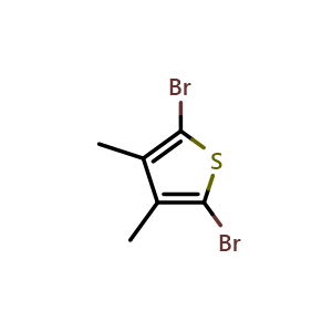 Chemical structure of 2,5-dibromo-3,4-dimethylthiophene , CAS 74707-05-4, AChemBlock Q70079