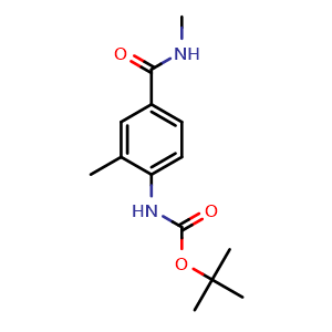 Chemical structure of tert-butyl (2-methyl-4-(methylcarbamoyl)phenyl)carbamate , CAS 1483898-51-6, AChemBlock Q70086
