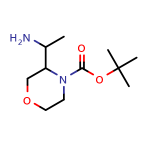 Chemical structure of tert-butyl 3-(1-aminoethyl)morpholine-4-carboxylate , CAS 1508368-16-8, AChemBlock Q70123