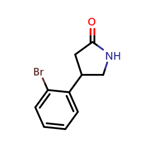 Chemical structure of 4-(2-bromophenyl)pyrrolidin-2-one , CAS 1171825-24-3, AChemBlock Q70124