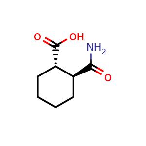 Chemical structure of (1S,2S)-2-carbamoylcyclohexane-1-carboxylic acid , CAS 488703-61-3, AChemBlock Q70130