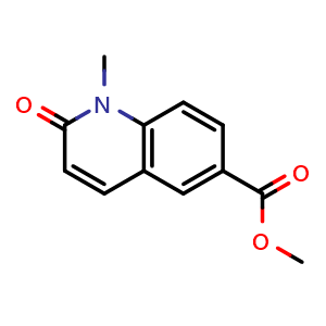 Chemical structure of Methyl 1-methyl-2-oxo-1,2-dihydroquinoline-6-carboxylate , CAS 299924-97-3, AChemBlock Q70132