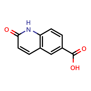 Chemical structure of 2-oxo-1,2-dihydroquinoline-6-carboxylic acid , CAS 70639-78-0, AChemBlock Q70133
