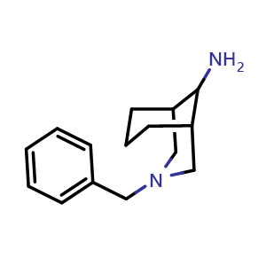 Chemical structure of 3-benzyl-3-azabicyclo[3.3.1]nonan-9-amine , CAS 1260230-92-9, AChemBlock Q70150