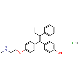 Chemical structure of Endoxifen E-isomer Hydrochloride , CAS 1197194-61-8, AChemBlock Q70178