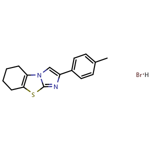 Chemical structure of 5,6,7,8-Tetrahydro-2-(4-methylphenyl)-imidazo[2,1-b]benzothiazolehydrobromide , CAS 511296-88-1, AChemBlock Q70227