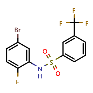 Chemical structure of N-(5-bromo-2-fluorophenyl)-3-(trifluoromethyl)benzenesulfonamide , CAS 2055538-86-6, AChemBlock S70258
