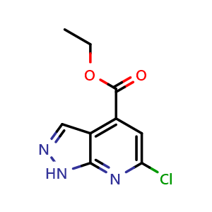 Chemical structure of ethyl 6-chloro-1H-pyrazolo[3,4-b]pyridine-4-carboxylate , CAS 1426918-16-2, AChemBlock S70259