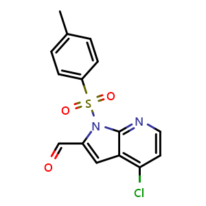 Chemical structure of 4-chloro-1-tosyl-1H-pyrrolo[2,3-b]pyridine-2-carbaldehyde , CAS 2375193-14-7, AChemBlock S70267