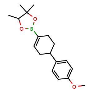 Chemical structure of 2-(4'-methoxy-1,2,3,6-tetrahydro-[1,1'-biphenyl]-4-yl)-4,4,5-trimethyl-1,3,2-dioxaborolane , AChemBlock S70290