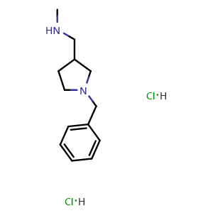 Chemical structure of N-Methyl-1-benzyl-3-pyrrolidinemethanamine dihydrochloride , CAS 91189-05-8, AChemBlock S70297