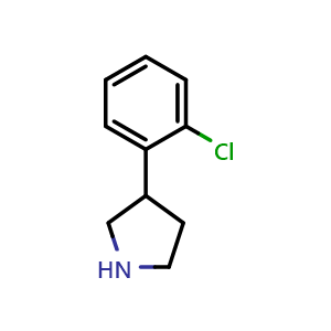 Chemical structure of 3-(2-Chlorophenyl)pyrrolidine , CAS 885277-67-8, AChemBlock S70302