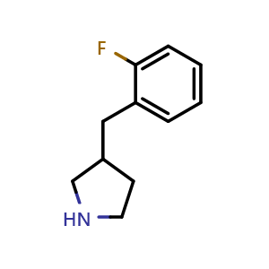 Chemical structure of 3-(2-Fluorobenzyl)pyrrolidine , CAS 768341-24-8, AChemBlock S70306