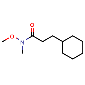 Chemical structure of 3-Cyclohexyl-N-methoxy-N-methylpropanamide , CAS 1342103-68-7, AChemBlock S70382