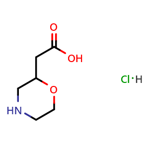 Chemical structure of 2-Morpholineacetic acid hydrochloride , CAS 1187929-25-4, AChemBlock S70394