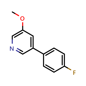 Chemical structure of 3-(4-Fluorophenyl)-5-methoxypyridine , CAS 1214374-19-2, AChemBlock S70426