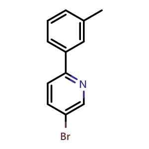 Chemical structure of 5-Bromo-2-(3-methylphenyl)pyridine , CAS 1215073-45-2, AChemBlock S70431
