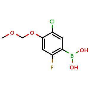 Chemical structure of 3-Chloro-6-fluoro-4-(methoxymethoxy)phenylboronic acid , AChemBlock S70444