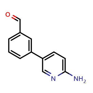 Chemical structure of 3-(6-Aminopyridin-3-yl)benzaldehyde , CAS 1314988-52-7, AChemBlock S70446