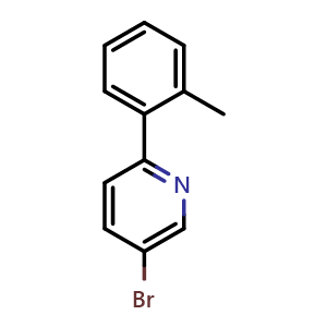 Chemical structure of 5-Bromo-2-(2-methylphenyl)pyridine , CAS 88345-94-2, AChemBlock S70450