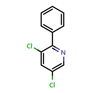 Chemical structure of 3,5-Dichloro-2-phenylpyridine , CAS 10469-01-9, AChemBlock S70468