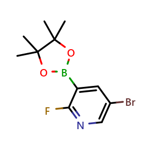 Chemical structure of 5-bromo-2-fluoro-3-(4,4,5,5-tetramethyl-1,3,2-dioxaborolan-2-yl)pyridine , CAS 1073353-50-0, AChemBlock S70476