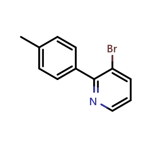 Chemical structure of 3-Bromo-2-(4-methylphenyl)pyridine , CAS 1171900-40-5, AChemBlock S70488