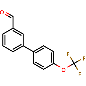 Chemical structure of 4'-Trifluoromethoxy-biphenyl-3-carbaldehyde , CAS 675596-34-6, AChemBlock S70503