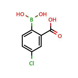 Chemical structure of 2-Carboxy-4-chlorophenylboronic acid , CAS 850568-07-9, AChemBlock S70520