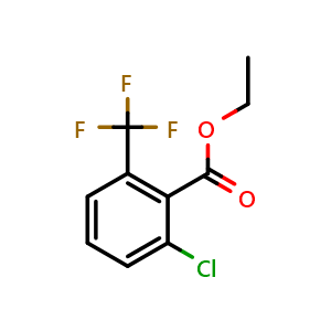 Chemical structure of 2-Chloro-6-(trifluoromethyl)benzoic acid ethyl ester , CAS 1214346-36-7, AChemBlock S70524