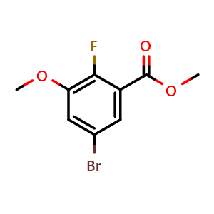 Chemical structure of Methyl 5-bromo-2-fluoro-3-methoxybenzoate , CAS 1820684-72-7, AChemBlock S70544