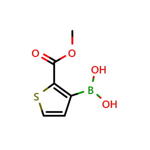Chemical structure of [2-(Methoxycarbonyl)thiophen-3-yl]boronic acid , CAS 1596339-08-0, AChemBlock S70546