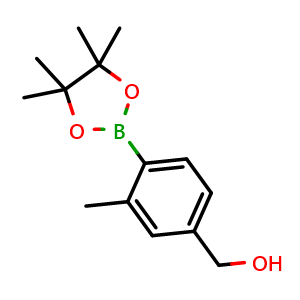 Chemical structure of (3-methyl-4-(4,4,5,5-tetramethyl-1,3,2-dioxaborolan-2-yl)phenyl)methanol , CAS 1370732-71-0, AChemBlock S70549