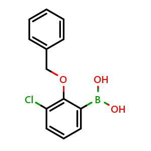 Chemical structure of 2-Benzyloxy-3-chlorophenylboronic acid , CAS 1217500-57-6, AChemBlock S70550