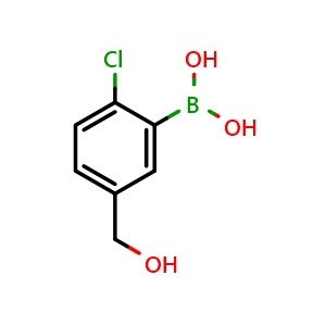 Chemical structure of 2-Chloro-5-hydroxymethylphenylboronic acid , CAS 1003042-59-8, AChemBlock S70556