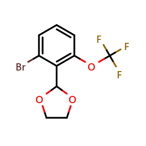 Chemical structure of 2-(2-Bromo-6-trifluoromethoxyphenyl)-1,3-dioxolane , CAS 2221812-20-8, AChemBlock S70558