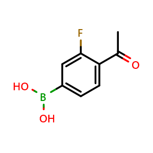 Chemical structure of 4-Acetyl-3-fluorophenylboronic acid , CAS 481725-35-3, AChemBlock S70566