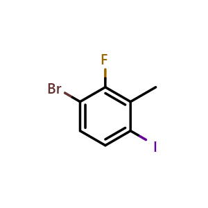 Chemical structure of 1-Bromo-2-fluoro-4-iodo-3-methylbenzene , CAS 1000576-29-3, AChemBlock S70568