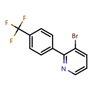 Chemical structure of 3-Bromo-2-(4-trifluoromethylphenyl)pyridine , CAS 1259091-98-9, AChemBlock S70574