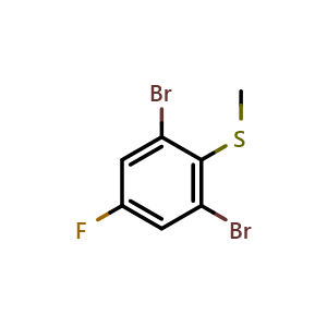 Chemical structure of 2,6-Dibromo-4-fluorothioanisole , CAS 38366-77-7, AChemBlock S70591