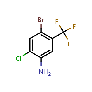 Chemical structure of 4-Bromo-2-chloro-5-(trifluoromethyl)benzenamine , CAS 104460-69-7, AChemBlock S70605
