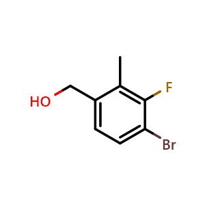Chemical structure of (4-Bromo-3-fluoro-2-methylphenyl)methanol , CAS 2012740-55-3, AChemBlock S70641