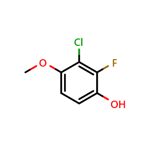 Chemical structure of 3-Chloro-2-fluoro-4-methoxyphenol , CAS 1781486-60-9, AChemBlock S70660