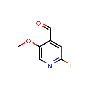 Chemical structure of 2-Fluoro-5-methoxypyridine-4-carboxaldehyde , CAS 1227595-94-9, AChemBlock S70664