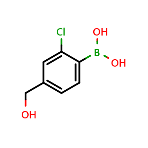 Chemical structure of 2-Chloro-4-(hydroxymethyl)phenylboronic acid , CAS 2828440-18-0, AChemBlock S70683